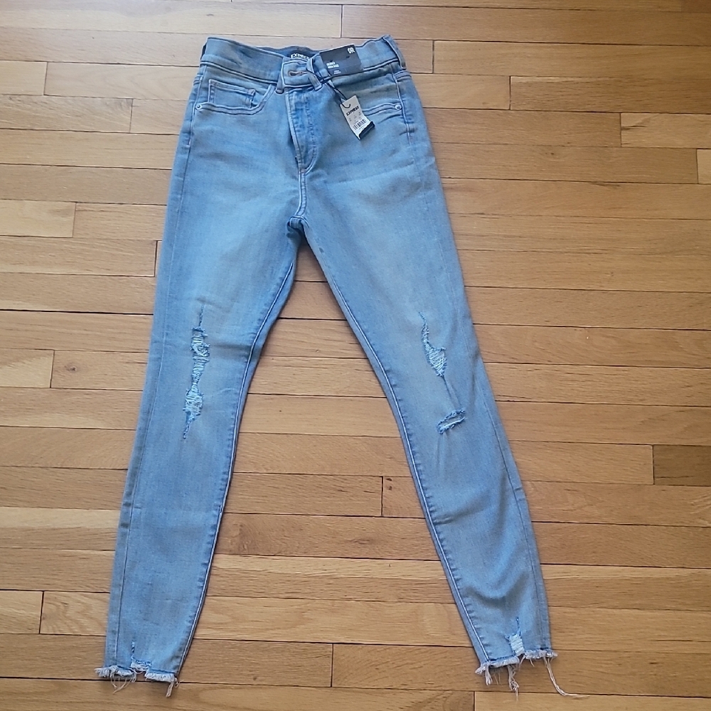Express Light Wash High Rise Skinny Jeans - Picture 2 of 5